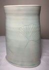 Studio Art Pottery Aqua Blue Glazed Vase With Flowers 6.5”