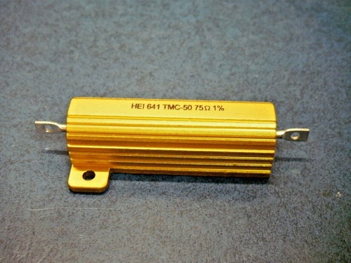 HEI 641 Huntington Electronics TMC50 Chassis Mount 50W Resistor 75 OHM Gold Tone - Picture 2 of 5