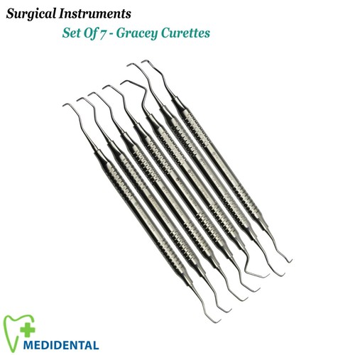 SURGICAL Dental Gracey Curettes Set Of 7 Hollow Handle Periodontal Instruments  - Picture 1 of 8
