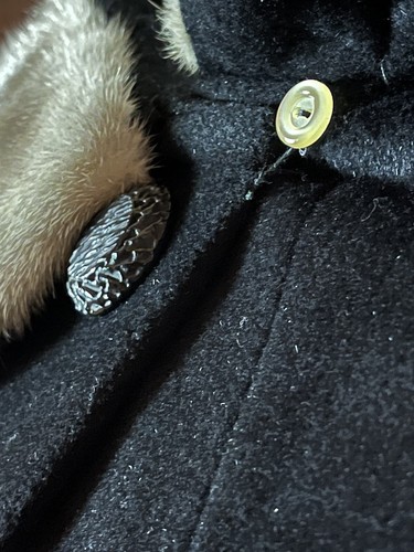 Cappotto Jacobson's Swing vintage nero bianco pelliccia orlo colletto bottoni donna XL - Foto 8 di 12