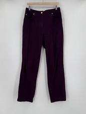 St. John Womens Purple Cotton Stretch Straight Leg Ankle Trouser Pants Sz 10