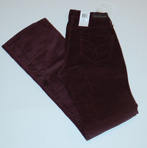Neu Calvin Klein Jeans Straight Stretch Cordhose weinrot 4 34 für Damen