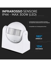 Sensore Di Movimento Ad Infrarossi PIR Angolo D'azione Di 180° Crepuscolare -