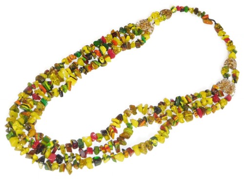 Sobral Fragments Poti Yellow Green Bead 51" Runway Style Artist Made Necklace - Picture 5 of 8