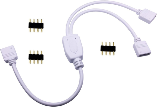 4 Pin LED Splitter Cable - RGB LED Strip 2 Way Splitter, 12Inch, White, 1Pc