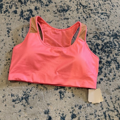 Motion365+ Shine Medium Impact Sports Bra Coral Crush Neon/Bare/Moonlight XXL-1X - Picture 9 of 9