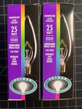LOT OF 2 25W Ccs25 Edison Candelabra brass Base clear for chandelier Bulb 130v