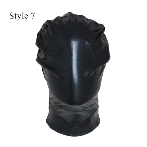 PVC Wet Leather Look Open Eye Mouth Open Head Hood, Fetish Restraint Mask Hot ## - Picture 30 of 31