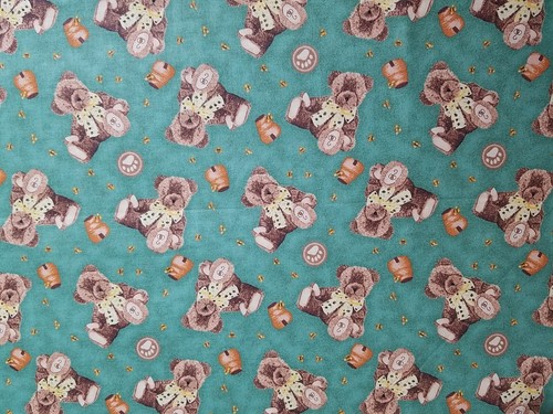 VTG Boyds Bear Fabric  Spectrix cotton teddybear honey pots green NEW 1/2YD - Picture 2 of 6