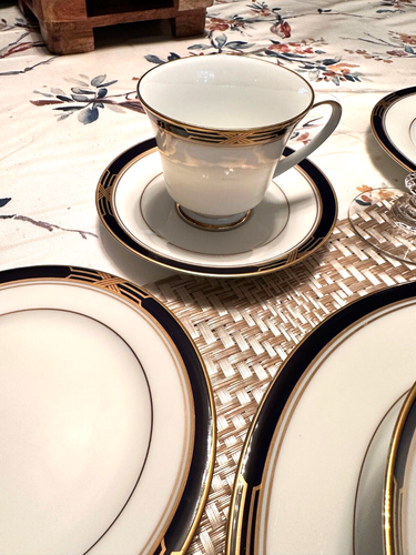Noritake Legacy Lake Worth #3699 Cobalt/Gold Trim 6-Pc. Place Setting Vintage - Picture 5 of 15
