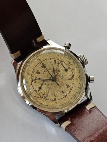 ETERNA-WATERPROOF-CRONO-ACCIAIO-RUOTA A COLONNE-VALJOUX 22-OVERSIZE-FULL SET - Picture 8 of 24