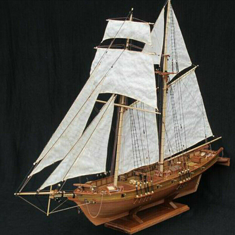 1:100 Halcon Wooden Sailing Boat Model DIY Kit Ship Assembly Decoration Gi__-