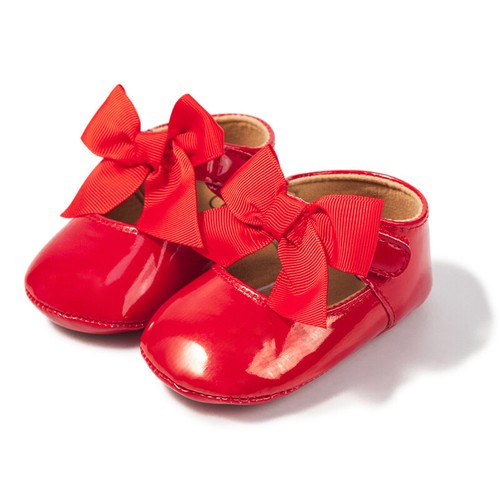 Newborn Baby Girls Kids Christening Shoes Princess Wedding Party Patent Slippers - Picture 11 of 13