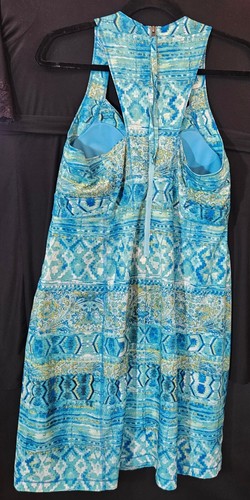 Title Nine Dress Womens 10 Capri Ikat Print Shelf Bra Back Zip Racerback EUC! - Picture 2 of 3
