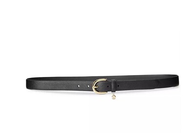 Ralph Lauren Women's Charm Crosshatch Leather Belt Black US XL/40