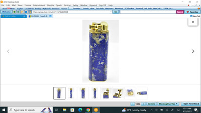DUNHILL French Eagle Hallmark 18k Yellow Gold & Sodalite Sylphide gas Lighter