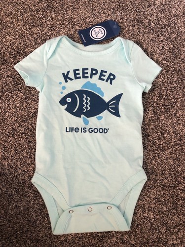 New Life Is Good Baby Bodysuit Size 3-6 Months “Keeper Fish”