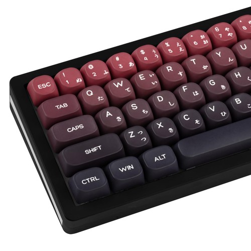 124 Keys Gradient Red PBT Japanese Keycaps Set MOA Profile Custom Dye Sub Thi...