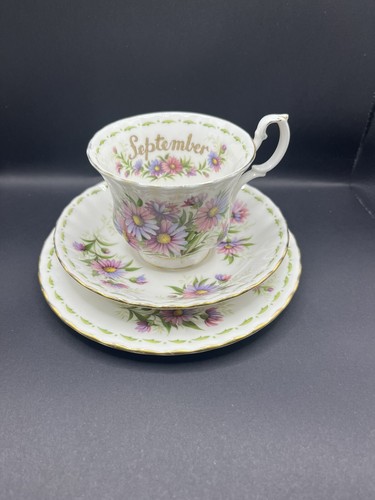Royal Albert Flower of the Month Series September TRIO - CUP, SAUCER & TEA PLATE - Picture 2 of 11