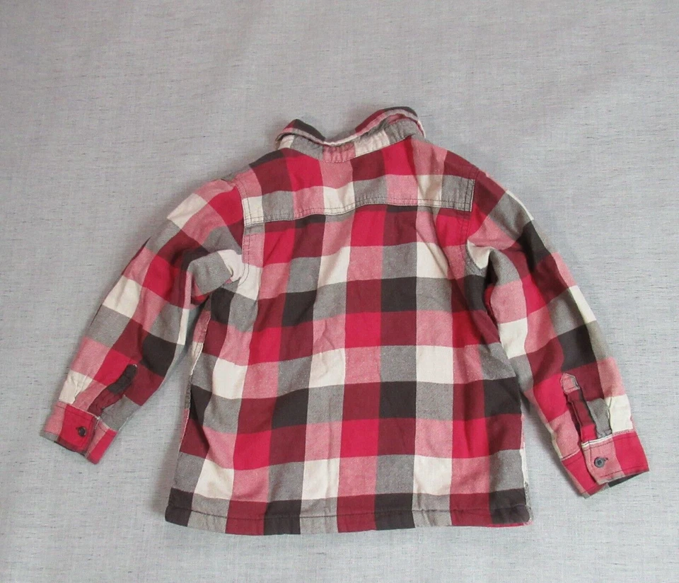 Camisa Gymboree Niños S 5-6 Roja Marrón Cuadros Franela Forrada de Vellón con Botones Foto 4 de 4