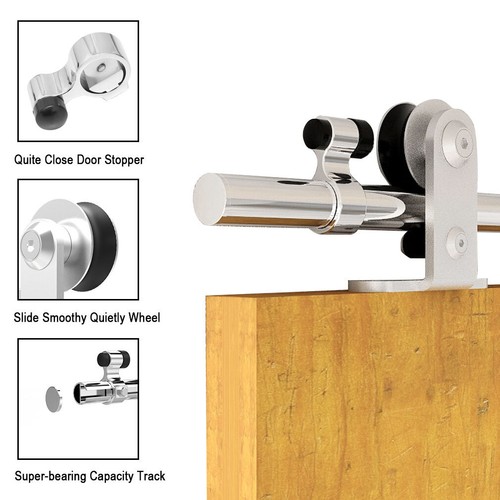 2.4M Stahl-Laufschiene Holzschiebetür Set mit Rollen Stark und Haltbar T-Form - Bild 6 von 25