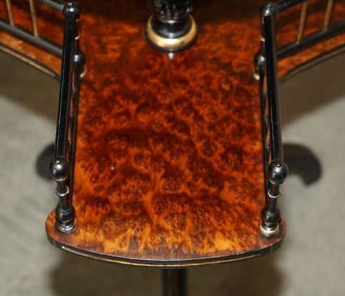 ANTIQUE VICTORIAN GILLOWS LANCASTER AESTHETIC MOVEMENT AMBOYNA WOOD BOOK TABLE - Picture 8 of 19