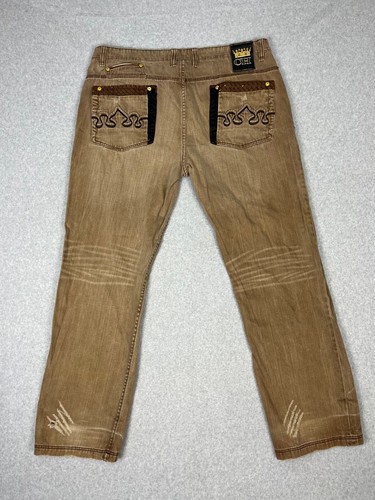 Vtg Crown Holder Jeans Mens 42x34 Brown Hip Hop Rap Baggy Skater Grunge Selvedge - Picture 12 of 17