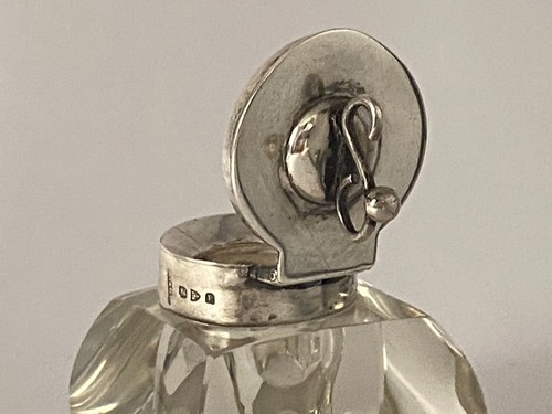 Antik 1898 Silber gekappt Jugendstil Kristallglas Kissen Tintenfass gepunzt - Bild 15 von 19