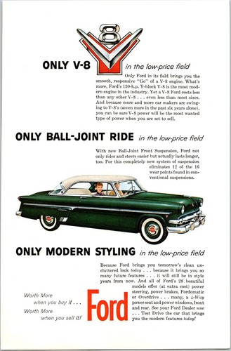 PRINT AD 1954 Ford Crestline Victoria Pinetree Green 2 Door Hardtop 6.5 x 10 - Picture 1 of 3