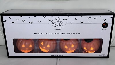 Spooky Moods Musical Jack-O -Lantern Light String 8 Singing Pumpkins Halloween