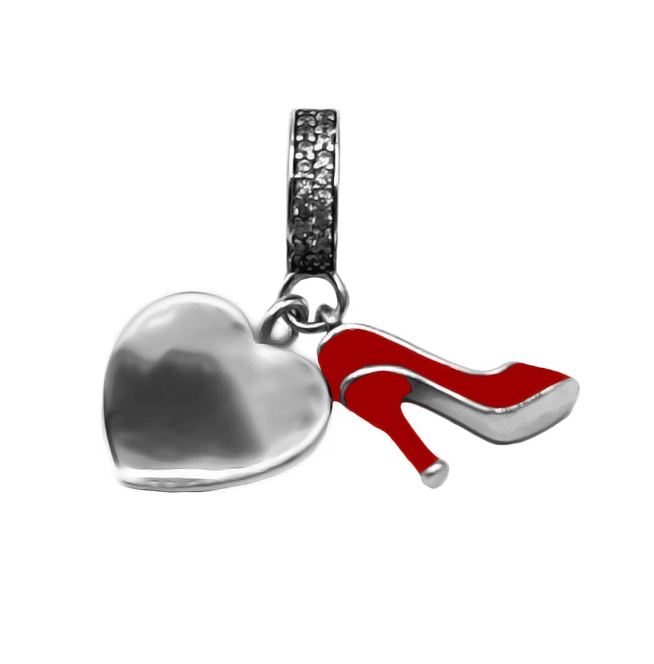 Charm Cuore Scarpa Rossa Stop violenza sulle donne in argento 925 - Les Folies - Immagine 3 di 4