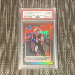 2020 Donruss Optic Preview Red/Green Joe Burrow #P301 PSA 10