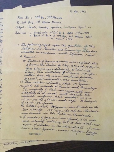 WWII 1942 MARINE FIRST LIEUTENANT G.S. DE VANE REPORT ON OPERATIONS IN SOLOMONS - Picture 3 of 12