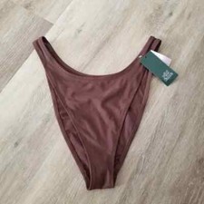 NWT Wild Fable Brown Mid Rise Super Cheeky Bikini Bottom Size Large