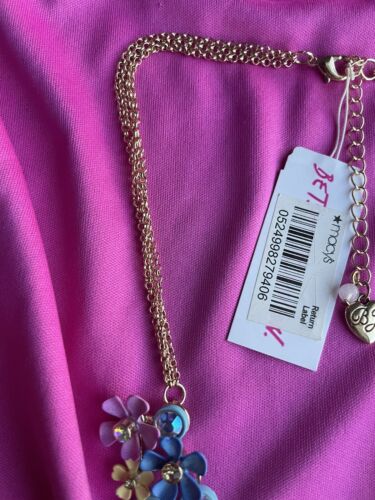 Collar Betsey Johnson Azul Rosa Amarillo Flor Suave Cristal AB Primavera Brillante - Imagen 2 de 7