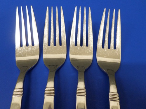 4 - Retroneu ORION Glossy Bands 18/8 Stainless Korea Flatware DINNER FORKS - Picture 3 of 9