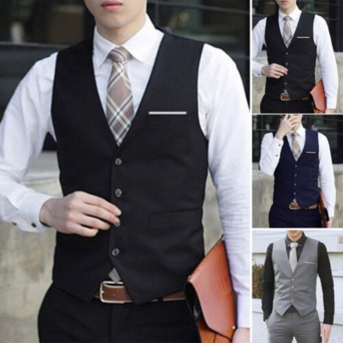 Men-Formal Business Wedding Slim Fit-Vest Suit Tuxedo Waistcoat Tops Formal-Vest