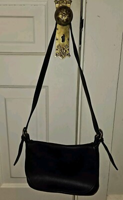 Vintage 1992 Coach Black Leather Fletcher Flap Shoulder Bag Purse