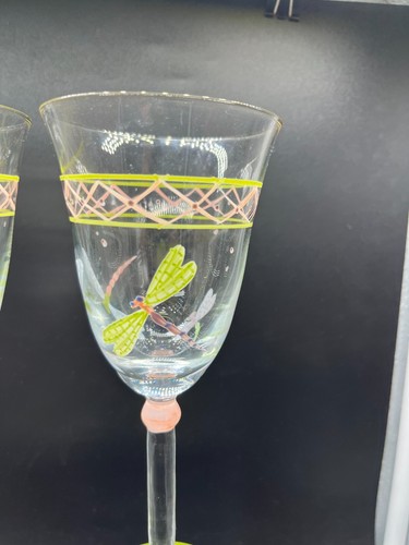 Tracy Porter Künstler handbemalt Tulpe Wein Wasser Gläser Drachenfliege 3er Set - Bild 9 von 11
