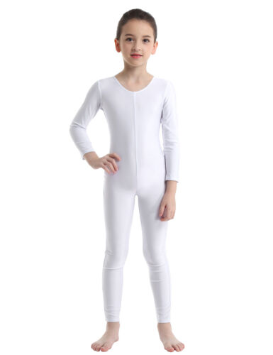Mädchen Glänzend Ganzanzug Einteiler Overall Gymnastik Body Trikot Tanz Kostüm - Bild 77 von 190