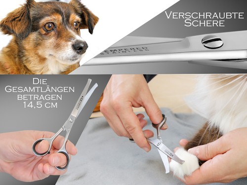 Hundeschere-Set HaarschereHundehaarschere Gerade + Gebogen 14 cm Fellschere - Bild 4 von 8