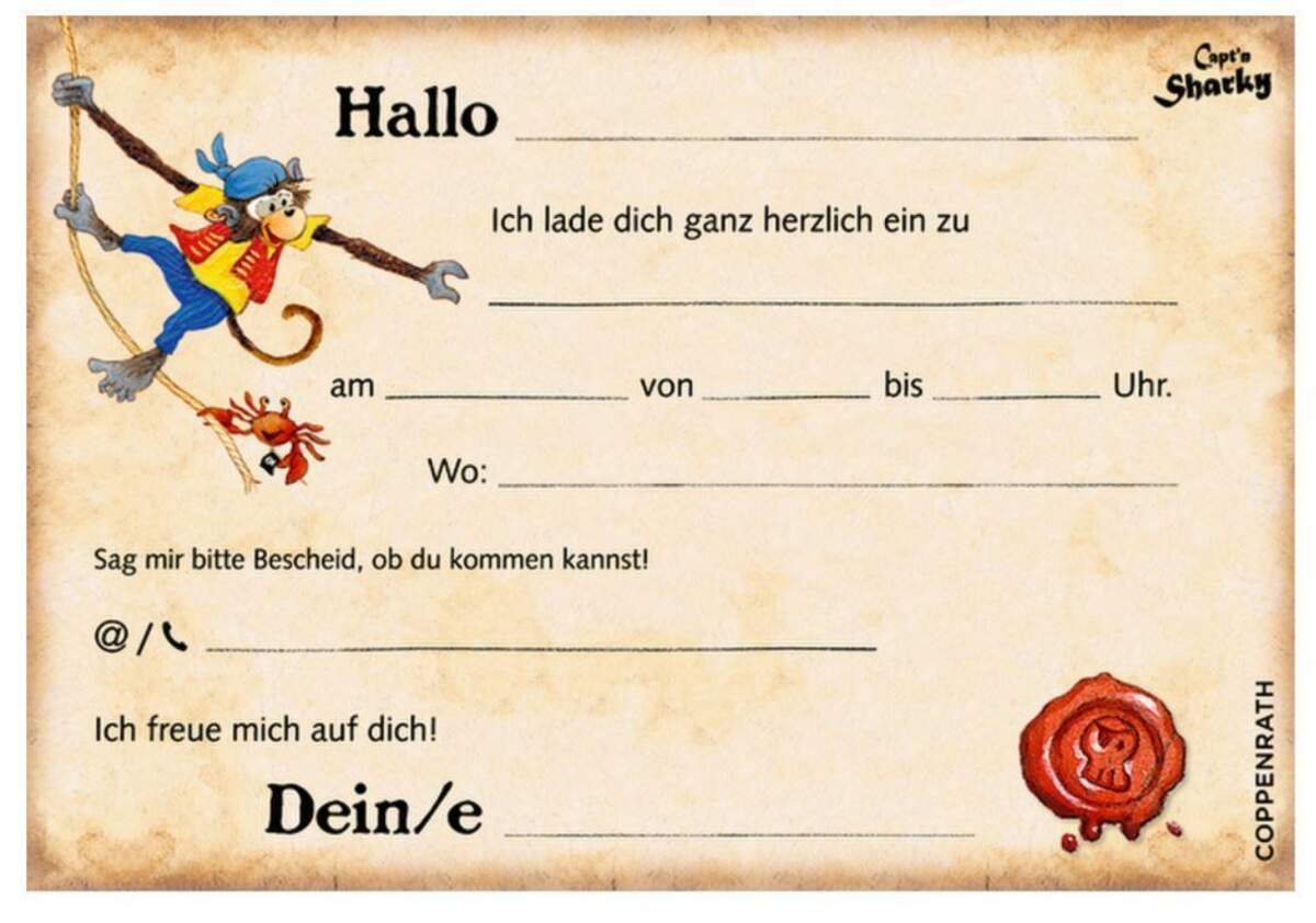 Thumbnail - Coppenrath Verlag Einladungskarten Capt'n Sharky 10 Stück Mit