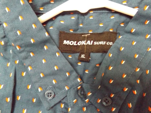 Men's Molokai Surf Co Blue Print Button Up Short Sleeve Shirt Size XL - Picture 3 of 3