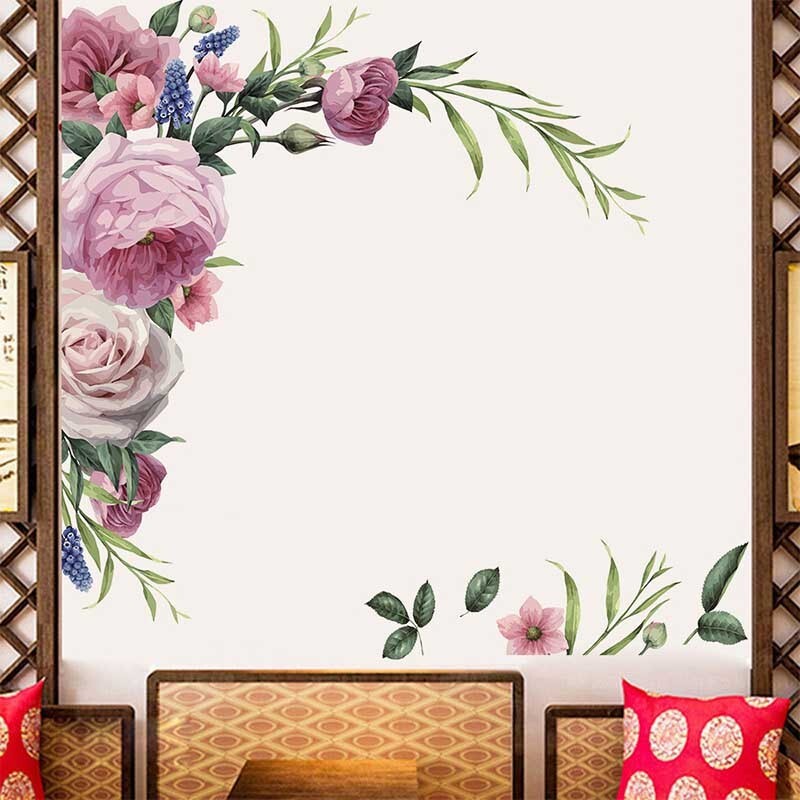 Large Peony Flower Wall Sticker Floral Art Nursery Decals Room ...