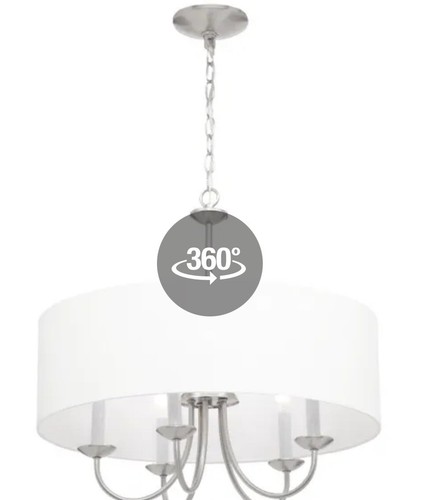🔥Progress Lighting P4217 Nickel Drum Shade 5-Light 22"W Drum Chandelier - Picture 2 of 7