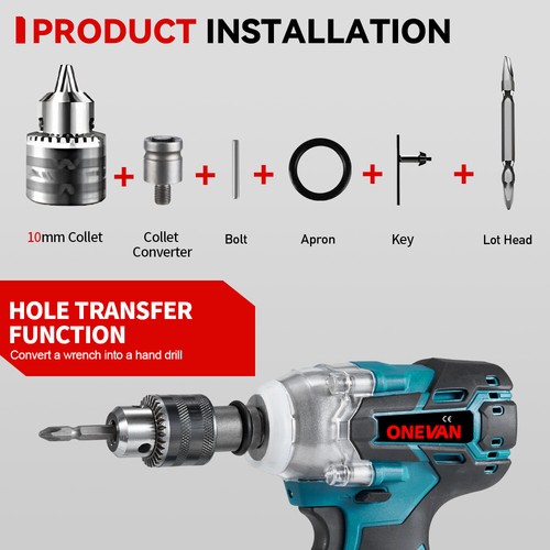 18V 1/2" Driver Cordless Impact Wrench Brushless with 2 Battery&Charger Cordless - Picture 16 of 18