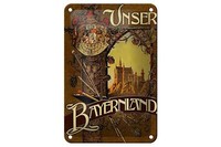 Blechschild Bayern 12X18Cm Schloss Neuschwanstein Schwangau Deko Schild