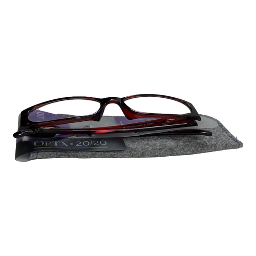 Anteojos para mujer +1.00 lector forma estrecha rojo oscuro con estuche blando de OPTX - Imagen 8 de 8