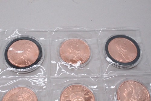 Lot Of (9) Coins 1 oz Copper Round Mixed 1909 Penny, Walking Liberty, 1921 - Picture 2 of 7