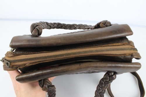 Vintage très beau sac à main forme trapèze en cuir et croco marron LAURAIN Bijou - Bild 10 von 15